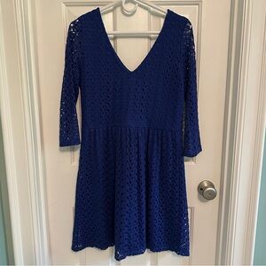 Blue Rain Royal Blue Crochet Dress, Size L